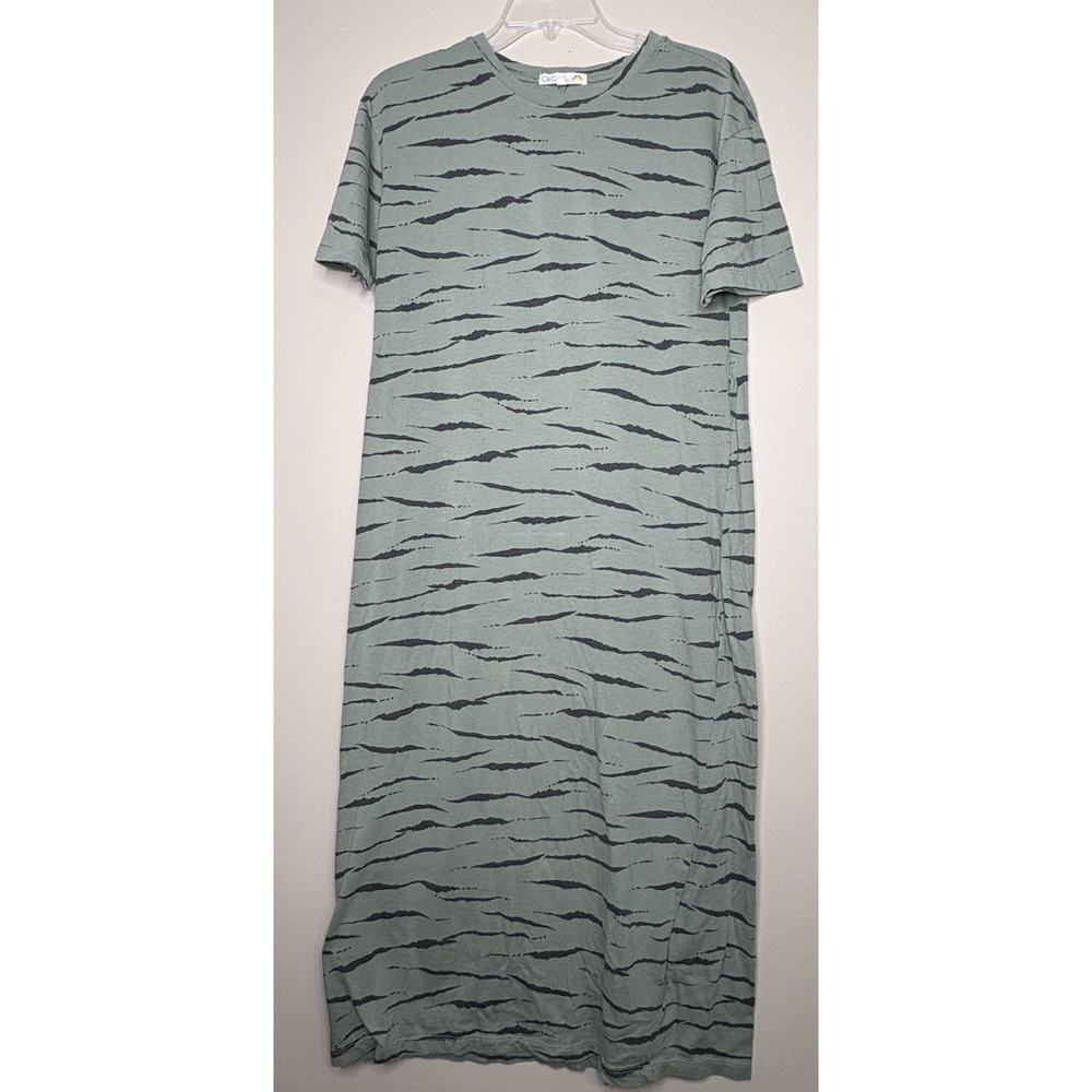 C&C California T-Shirt Dress‎ Women's Medium Knee Length Short Sleeve Green